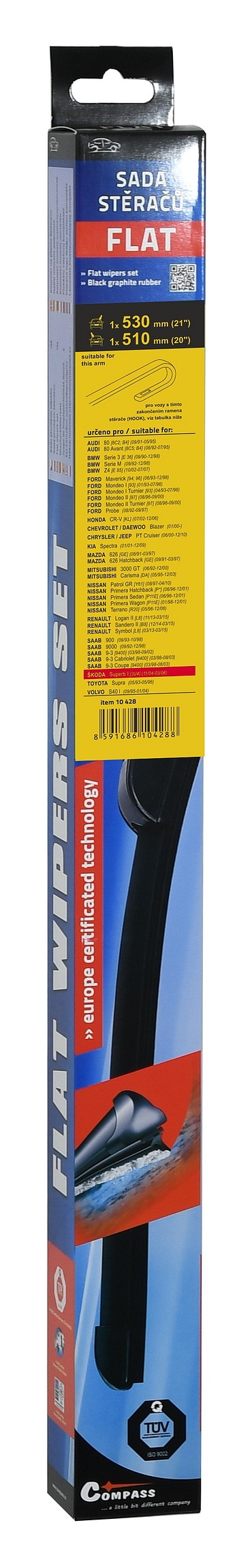 10428 Stěrače FLAT SET (HOOK) 530+510mm