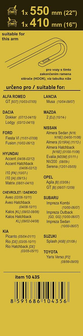 10435 Stěrače FLAT SET (HOOK) 550+410mm