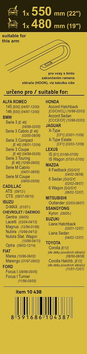 10438 Stěrače FLAT SET (HOOK) 550+480mm