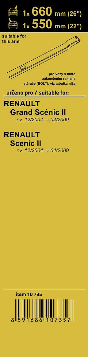 10735 Stěrače FLAT SET (BOLT) 660+550mm