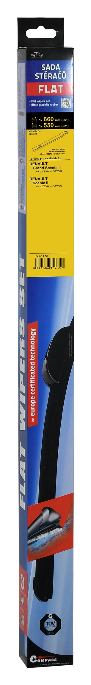 10735 Stěrače FLAT SET (BOLT) 660+550mm