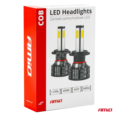 LED žiarovky hlavného svietenia H4 COB 4Side AMiO