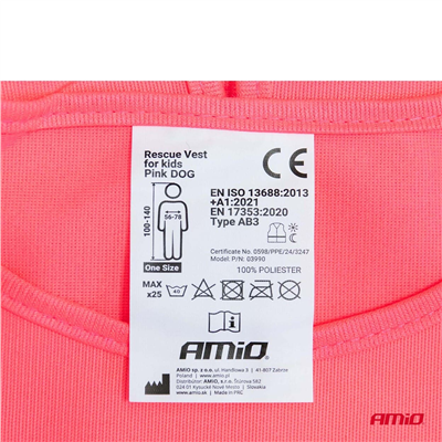 Reflexní vesta dětská růžová DOG AMiO-03990