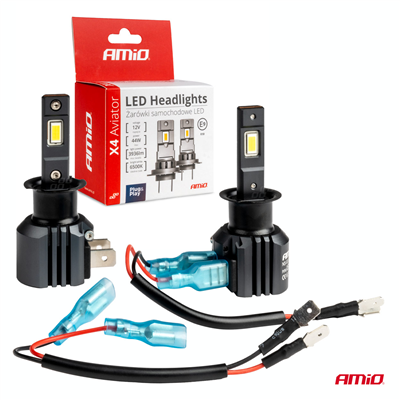 LED žárovky X4-series AVIATOR H3 6500K max 44W AMIO-03762
