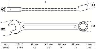 BGS 30552, Očkoplochý klíč 5 mm