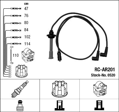 NGK 0520 Číslo výrobce: RC-AR201. EAN: 87295005200.