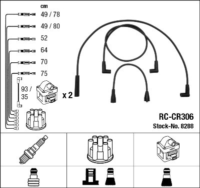 NGK 8288 Číslo výrobce: RC-CR306. EAN: 87295082881.