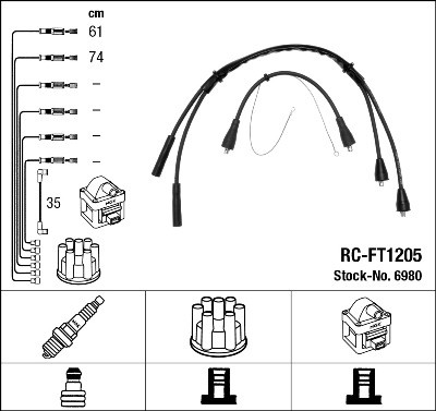 NGK 6980 Číslo výrobce: RC-FT1205. EAN: 87295069806.