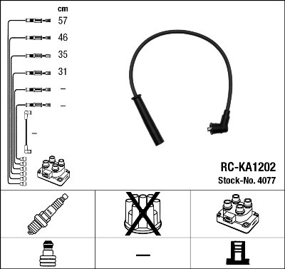 NGK 4077 Číslo výrobce: RC-KA1202. EAN: 87295040775.