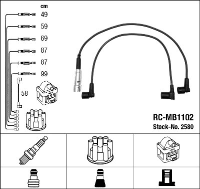 NGK 2580 Číslo výrobce: RC-MB1102. EAN: 87295025802.