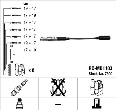 NGK 7800 Číslo výrobce: RC-MB1103. EAN: 87295078006.