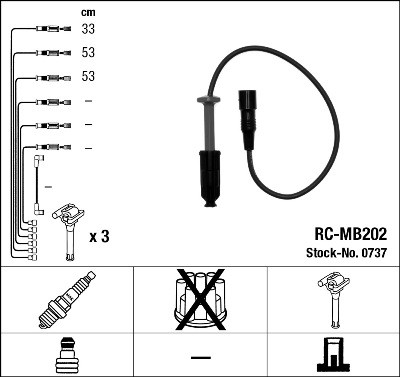 NGK 0737 Číslo výrobce: RC-MB202. EAN: 87295007372.