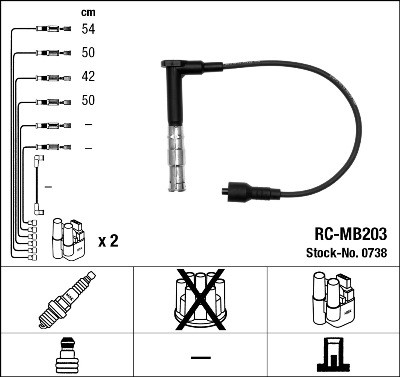 NGK 0738 Číslo výrobce: RC-MB203. EAN: 87295007389.