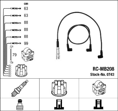NGK 0743 Číslo výrobce: RC-MB208. EAN: 87295007433.