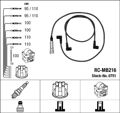 NGK 0751 Číslo výrobce: RC-MB216. EAN: 87295007518.