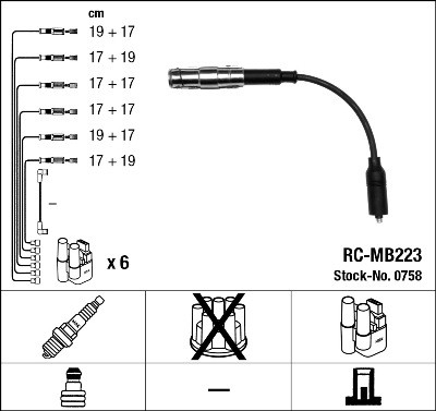 NGK 0758 Číslo výrobce: RC-MB223. EAN: 87295007587.