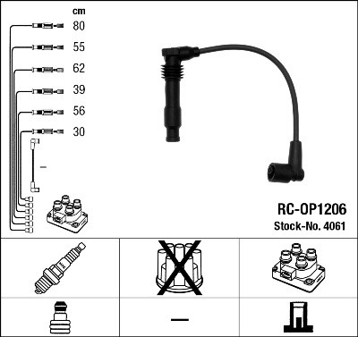 NGK 4061 Číslo výrobce: RC-OP1206. EAN: 87295040614.
