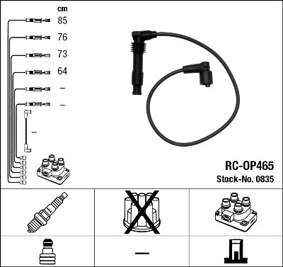 NGK 0835 Číslo výrobce: RC-OP465. EAN: 87295008355.