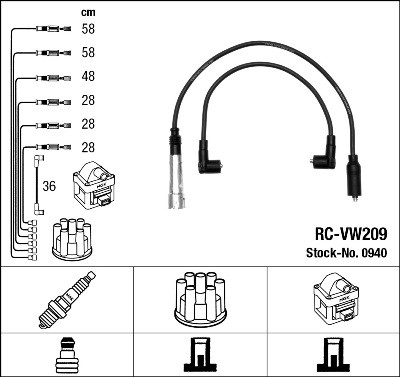 NGK 0940 Číslo výrobce: RC-VW209. EAN: 87295009406.