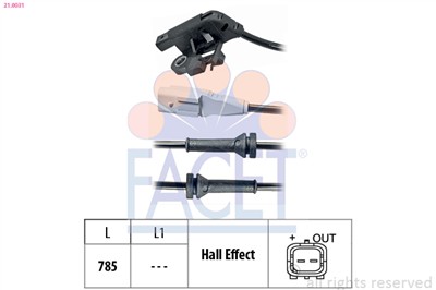 FACET 21.0031 Číslo výrobce: KW 460 031. EAN: 8012510053720.