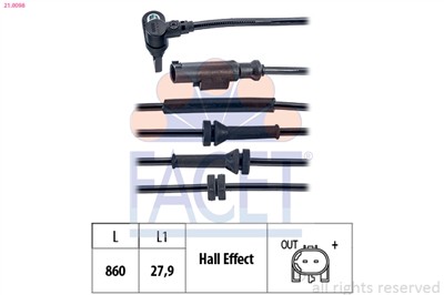 FACET 21.0098 Číslo výrobce: KW 460 098. EAN: 8012510049488.