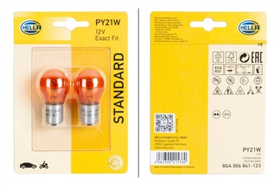 HELLA 8GA 006 841-123 Číslo výrobce: PY21W. EAN: 4082300215380.