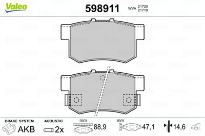 VALEO 598911 EAN: 3276425989115.