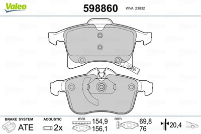 VALEO 598860 Číslo výrobce: 23832. EAN: 3276425988606.