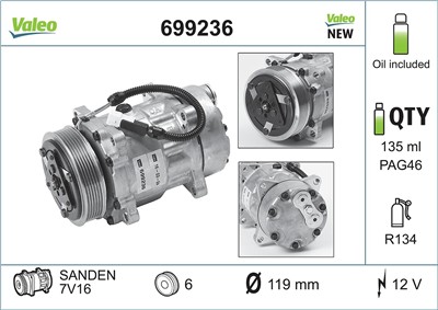 VALEO 699236 Číslo výrobce: SD7V16. EAN: 3276426992367.