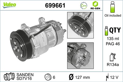 VALEO 699661 Číslo výrobce: SD7V16.