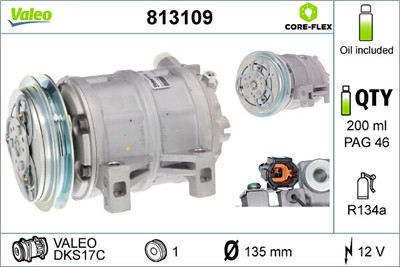 VALEO 813109 Číslo výrobce: DKS17CH. EAN: 3276428131092.