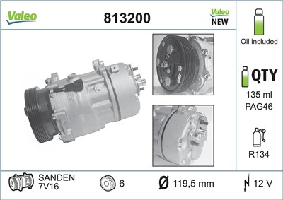 VALEO 813200 Číslo výrobce: SD7V16. EAN: 3276428132006.