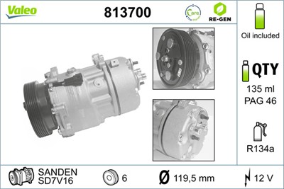 VALEO 813700 Číslo výrobce: SD7V16. EAN: 3276428137001.