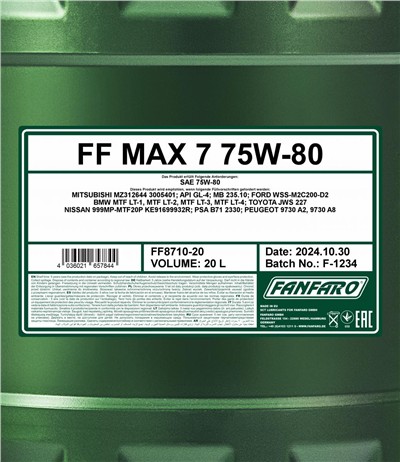 SCT - MANNOL FF8710-20 Číslo výrobce: GL-4.