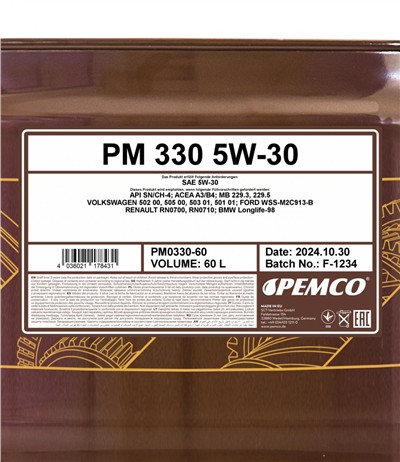 SCT - MANNOL PM0330-60 Číslo výrobce: A3.