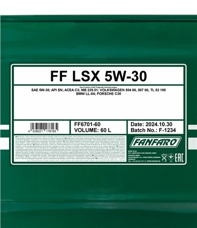 SCT - MANNOL FF6701-60 Číslo výrobce: SN. EAN: 4036021178165.