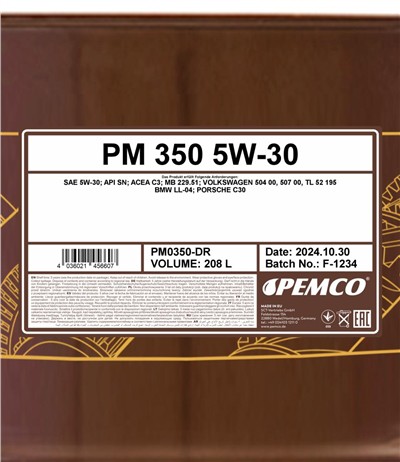 SCT - MANNOL PM0350-DR Číslo výrobce: SN. EAN: 4036021456607.