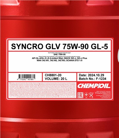 SCT - MANNOL CH8801-20 Číslo výrobce: GL-4. EAN: 4770242401861.