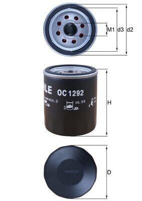 MAHLE ORIGINAL OC 1292 Číslo výrobce: 72402008. EAN: 4009026957035.