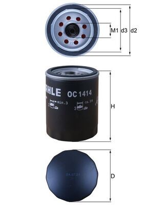 MAHLE ORIGINAL OC 1414 Číslo výrobce: 72431246. EAN: 4009026966754.
