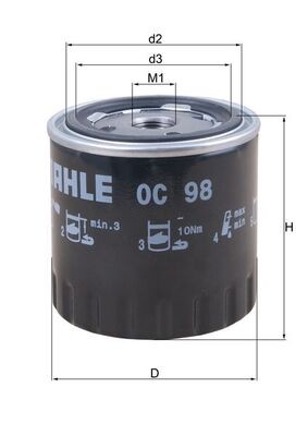MAHLE ORIGINAL OC 98 Číslo výrobce: 77392475. EAN: 4009026010716.