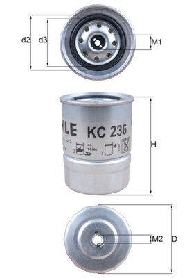 MAHLE ORIGINAL KC 236 Číslo výrobce: 70364449. EAN: 4009026601495.