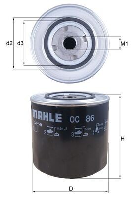 MAHLE ORIGINAL OC 86 Číslo výrobce: 77643232. EAN: 4009026036860.