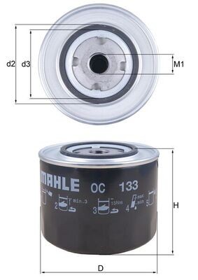 MAHLE ORIGINAL OC 133 Číslo výrobce: 77640386. EAN: 4009026004906.