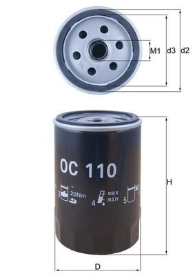 MAHLE ORIGINAL OC 110 Číslo výrobce: 77832884. EAN: 4009026009987.