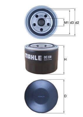 MAHLE ORIGINAL OC 230 Číslo výrobce: 78753352. EAN: 4009026032527.