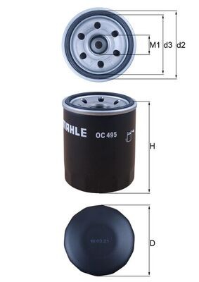 MAHLE ORIGINAL OC 495 Číslo výrobce: 76886907. EAN: 4009026503829.