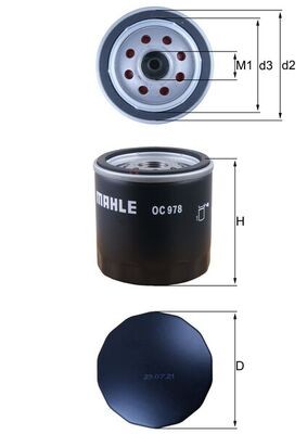 MAHLE ORIGINAL OC 978 Číslo výrobce: 72346584. EAN: 4009026931745.