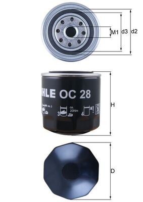 MAHLE ORIGINAL OC 28 Číslo výrobce: 72003739. EAN: 4009026000168.