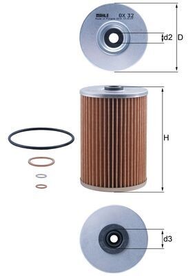 MAHLE ORIGINAL OX 32D Číslo výrobce: 72558708. EAN: 4009026033760.